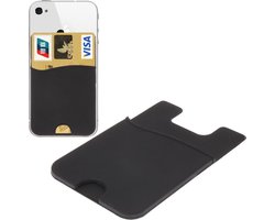 Super Handige Sticky Pouch Kaarthouder/Card Holder/Pasjes Houder universeel geschikt voor o.a. iPhone 5/5S/5C/5SE 6/6S en Samsung Galaxy S4/S5/S6/S7/edge/mini Note 2/3/4/5 etc. siliconen Zwart (case cover hoesje)
