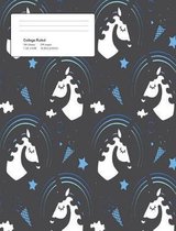 Unicorn Dark Pattern Composition College Ruled Book (7.44 x 9.69) 200 pages V10