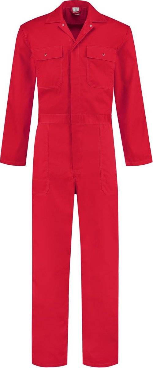 EM Workwear kinderoverall pol/kat Rood met verdekte ritssluiting maat 74