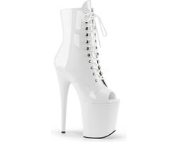 Pleaser - FLAMINGO-1021 Plateau Laarzen, Paaldans schoenen - Paaldans schoenen - 42 Shoes - Wit