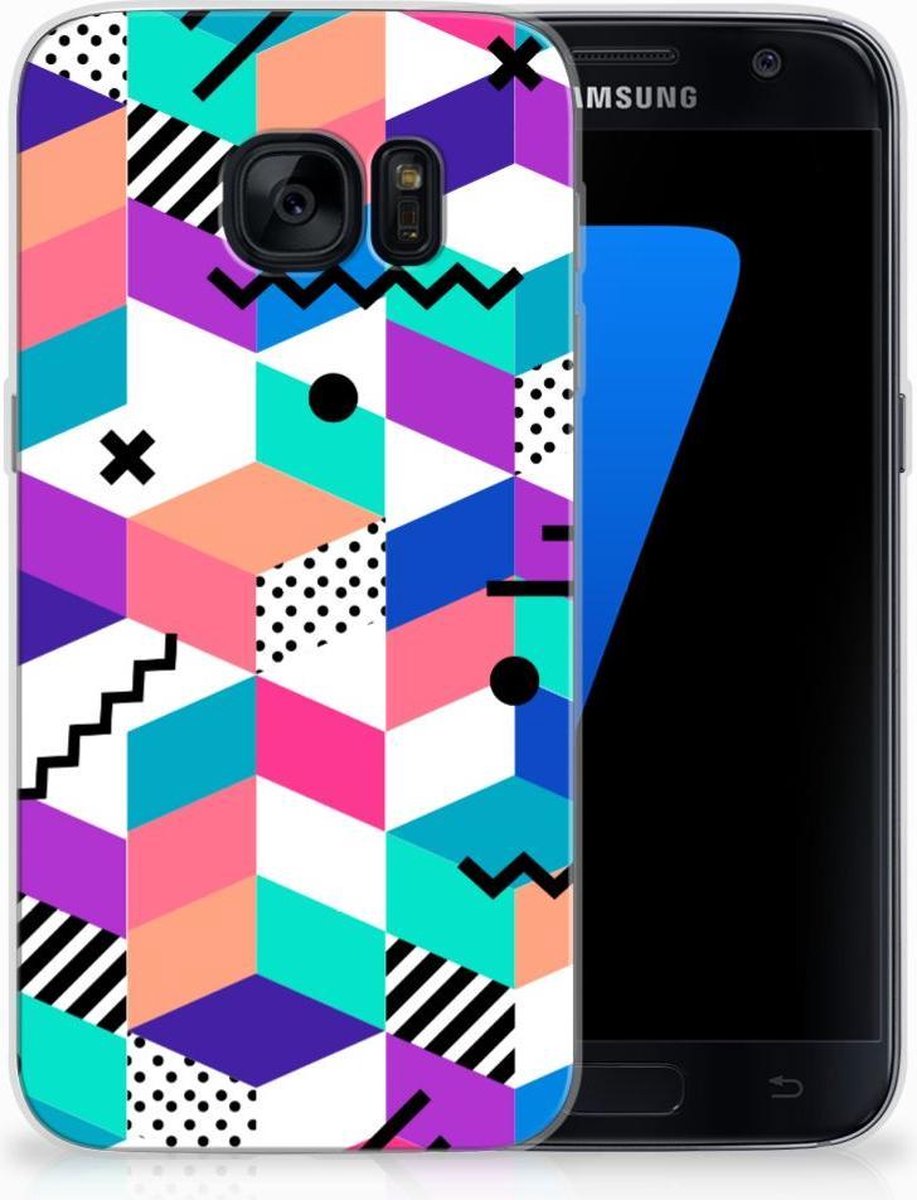 Samsung Galaxy S7 TPU Hoesje Blokken Kleurrijk
