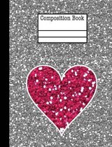 Glitter Heart Composition Notebook - Wide Ruled