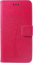 Shop4 - Huawei P Smart Plus Hoesje - Wallet Case Boom Patroon Roze