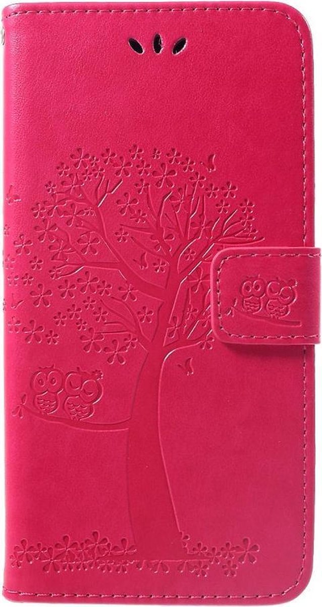 Shop4 - Huawei P Smart Plus Hoesje - Wallet Case Boom Patroon Roze