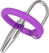 You2Toys – Stalen Dilator Penis Plug met Siliconen Eikel Ring voor de Gewillige Onderdaan - Zilver