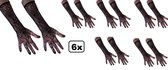 6x Paar nethandschoenen met spinnenweb zwart - Halloween horror thema feest spin festival