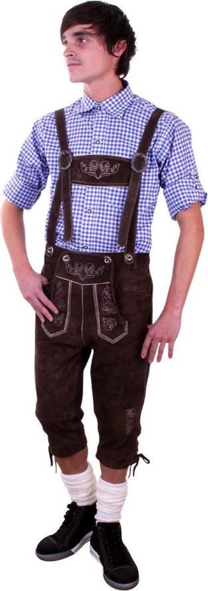 Lederhose donkerbruin knee-over (echt leer) mt.60