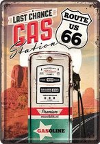 Carte postale en métal Route 66 Last Chance Gas Station 10x14 cm