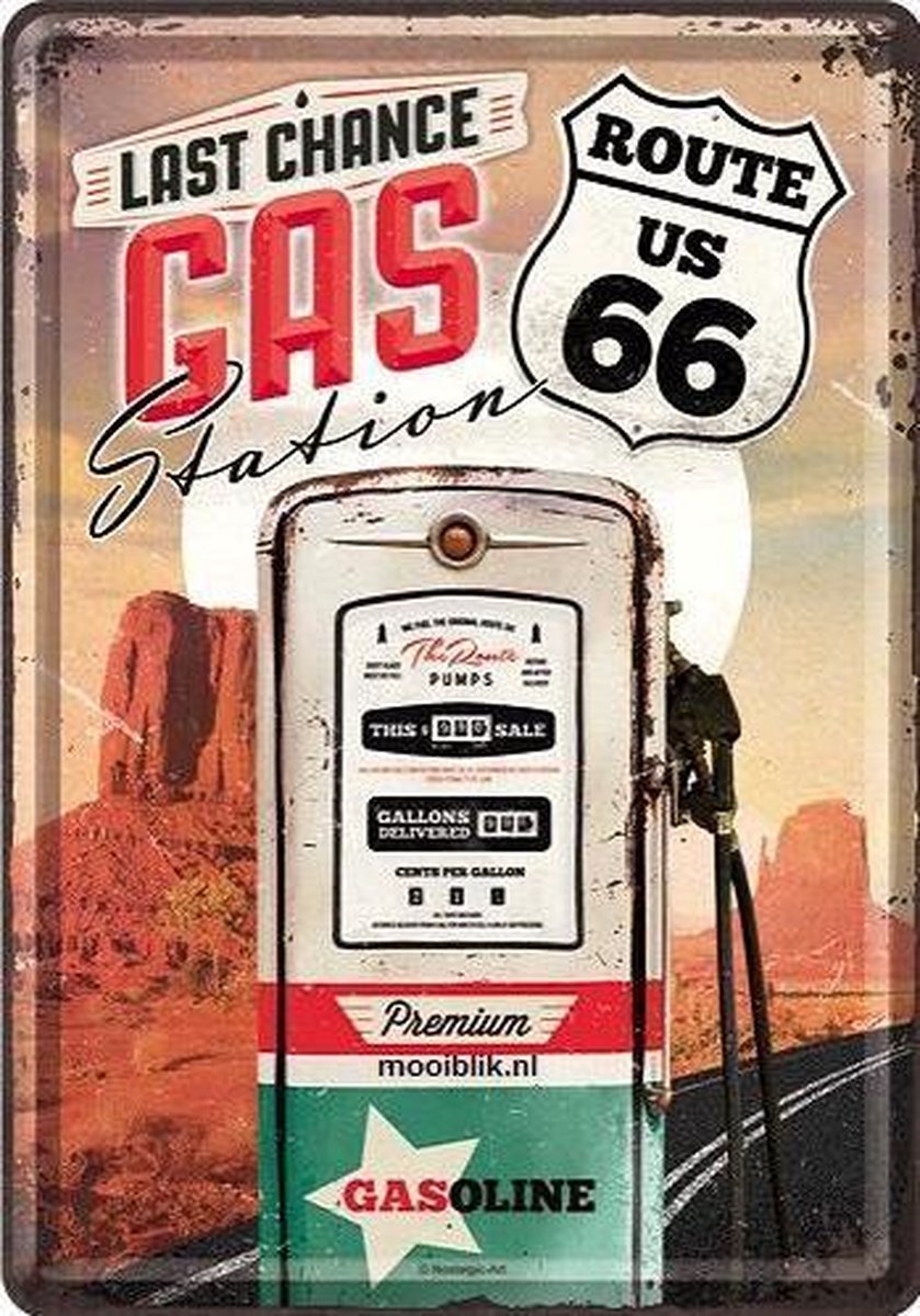 Route 66 Last Chance Gas Station Metalen  Postcard 10x14 cm