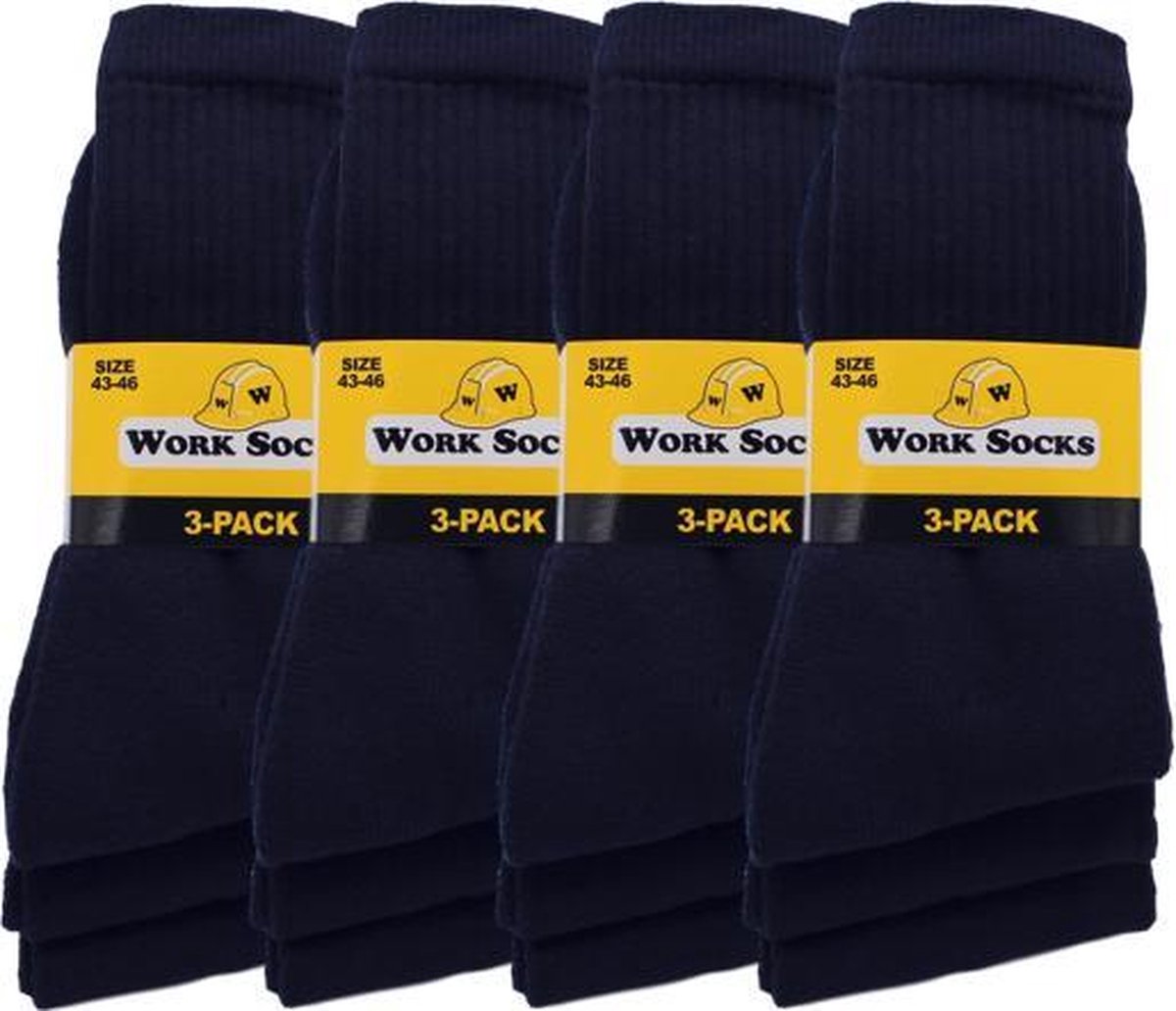 12 paar Bonanza werksokken - Light - Basic - Donkerblauw - Maat 43-46
