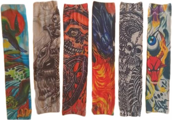 Staan voor Afgrond vat Tattoo sleeve - nep sleeve - unisex - tijdelijke tattoo - set van 6 stuks  -DisQounts | bol.com