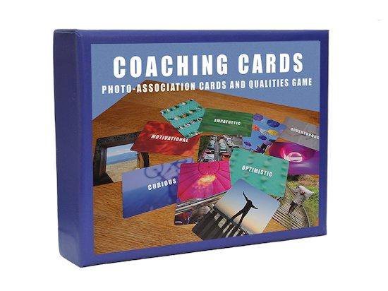 Afbeelding van het spel coachkaarten, coaching cards, photo-association cards and qualities game