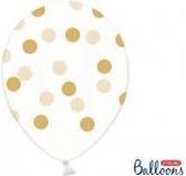 Partydeco - Ballonnen clear dots goud 50 stuks