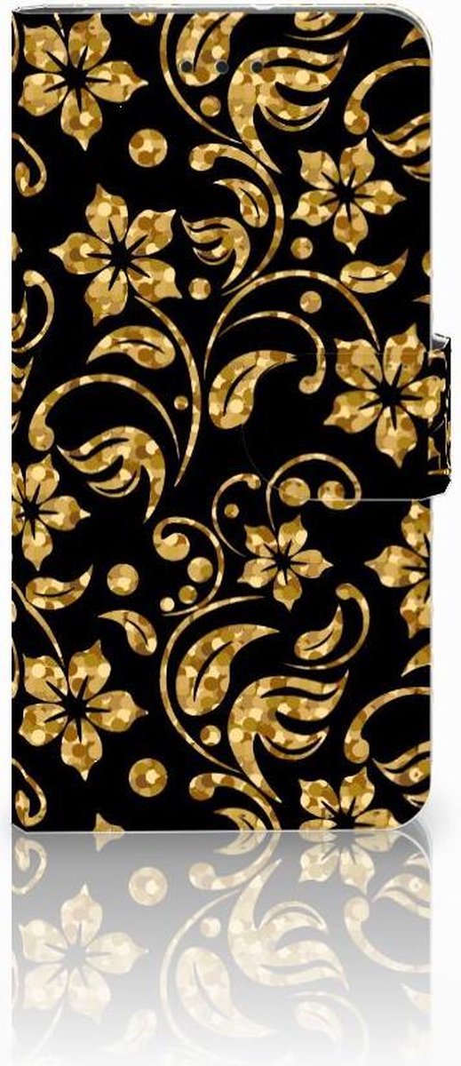 Book Case voor Motorola Moto G7 Play Hoesje Gouden Bloemen