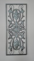 Woondecoratie - wanddecoratie - muurdecoratie - wonen - metaal - ornament - sober - antraciet - grijs - zilver - 60 x 25 cm