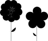 zuuz - krijtbord muursticker - Flower - zwart