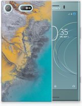 Sony Xperia XZ1 Compact TPU Hoesje Design Marble Blue Gold
