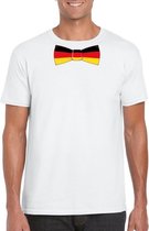 Wit t-shirt met Duitse vlag strikje heren - Duitsland supporter L