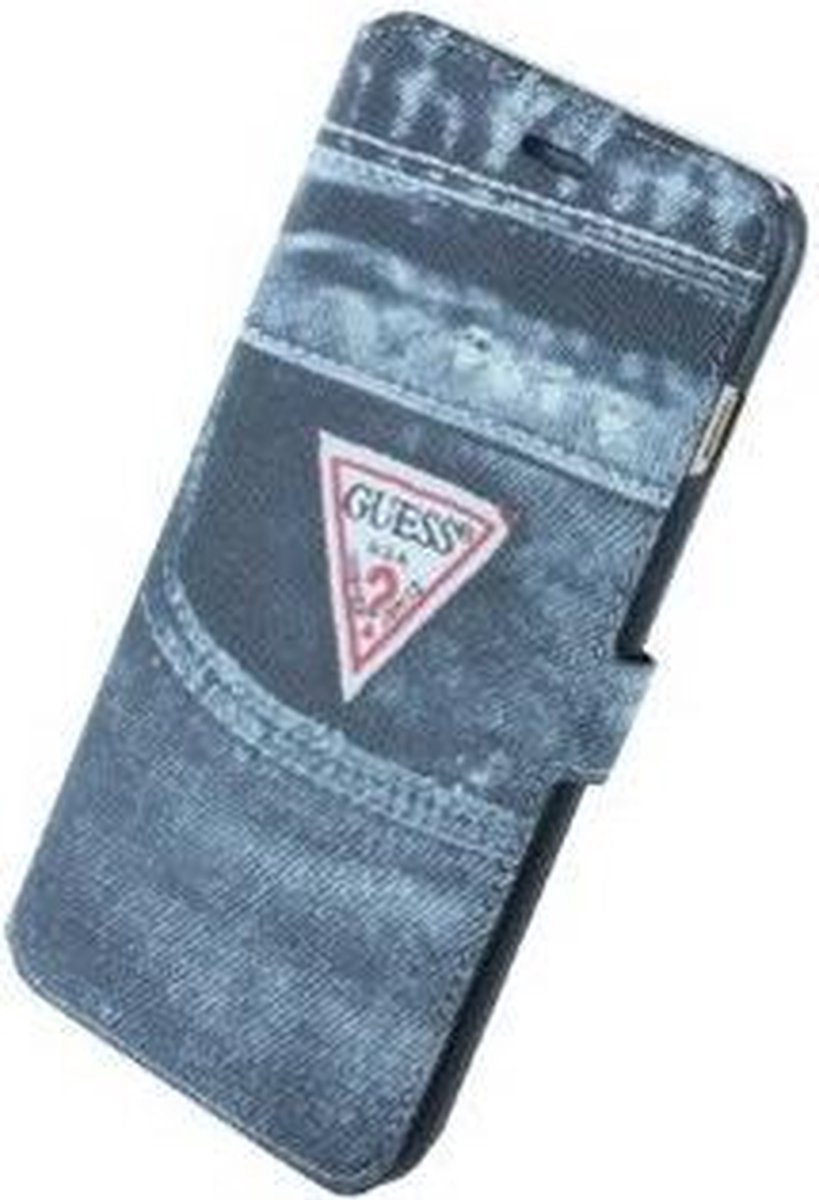 GUESS Denim Jeans Folio hoes Blauw Bookcase voor: iPhone 6s PLUS