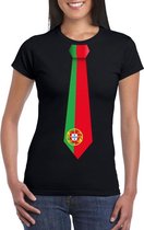 Zwart t-shirt met Portugal vlag stropdas dames S