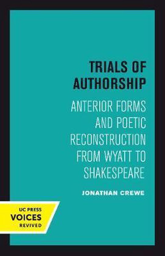 Trials of Authorship – Anterior Forms and Poetic Reconstruction from ...