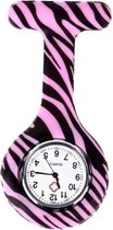 Verpleegster horloge jelly -  zebra- Roze