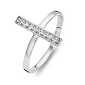 New Bling 943284097-58 - Zilveren Ring - Wit Zirkonia Bar/ Balk - 18,5 mm - Zilverkleurig