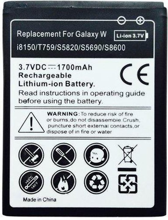 High Capacity Battery Batterij 1800 mAh voor Samsung Galaxy Xcover S5690 |  bol.com
