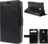 Mircrosoft Lumia 532 hoesje krokodol zwart wallet case