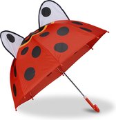 Relaxdays paraplu kind dieren - kinderparaplu meisje en jongen - regenscherm kids - Lieveheersbeestje