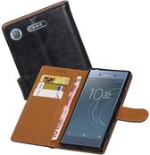 Zakelijke Book Case Telefoonhoesje Geschikt voor de Sony Xperia XZ1 - Portemonnee Hoesje - Pasjeshouder Wallet Case - Zwart