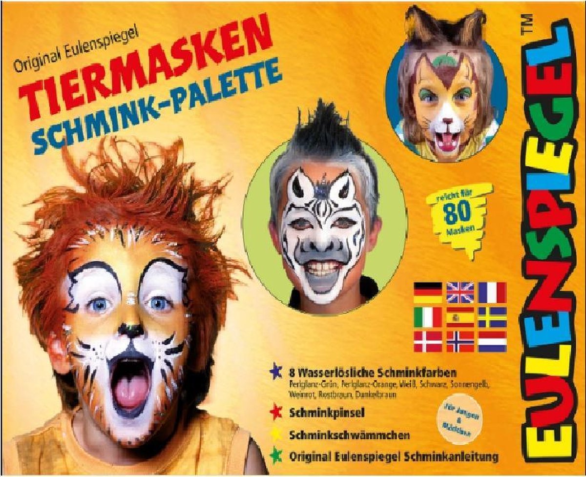 Dieren schminkpalet met 10 kleuren - Schmink