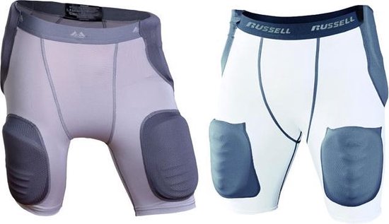 MM/Russell Athletic American Footbal Broek - Girdle Met 5 Ingenaaide Pads - Volwassenen - Grijs - Small