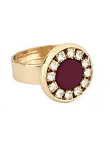 N˚17W437 - RING VERGULD MET STEEN EN SWAROVSKI - BORDEAUXROOD - ZATTHU JEWELRY