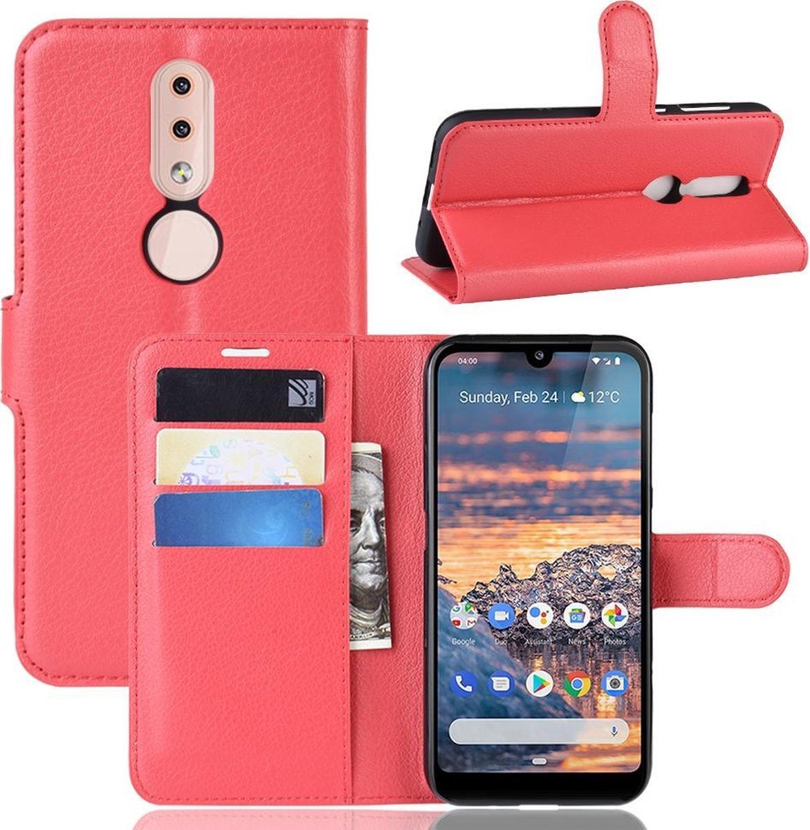 Book Case - Geschikt voor Nokia 4.2 Hoesje - Rood