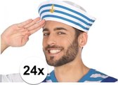 24x Wit/blauw matrozen verkleed hoedjes voor volwassenen