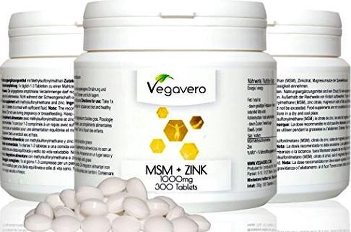 MSM tabletten zwavel + zink 300 tabletten goed voor huid, haar en