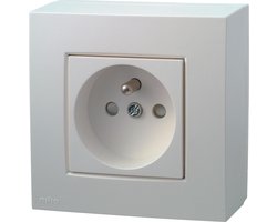NIKO Original White opbouw stopcontact - penaarde -  enkelvoudig