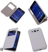 View Cover Wit Samsung Galaxy Core 2 Hoesjes TPU Book-Style
