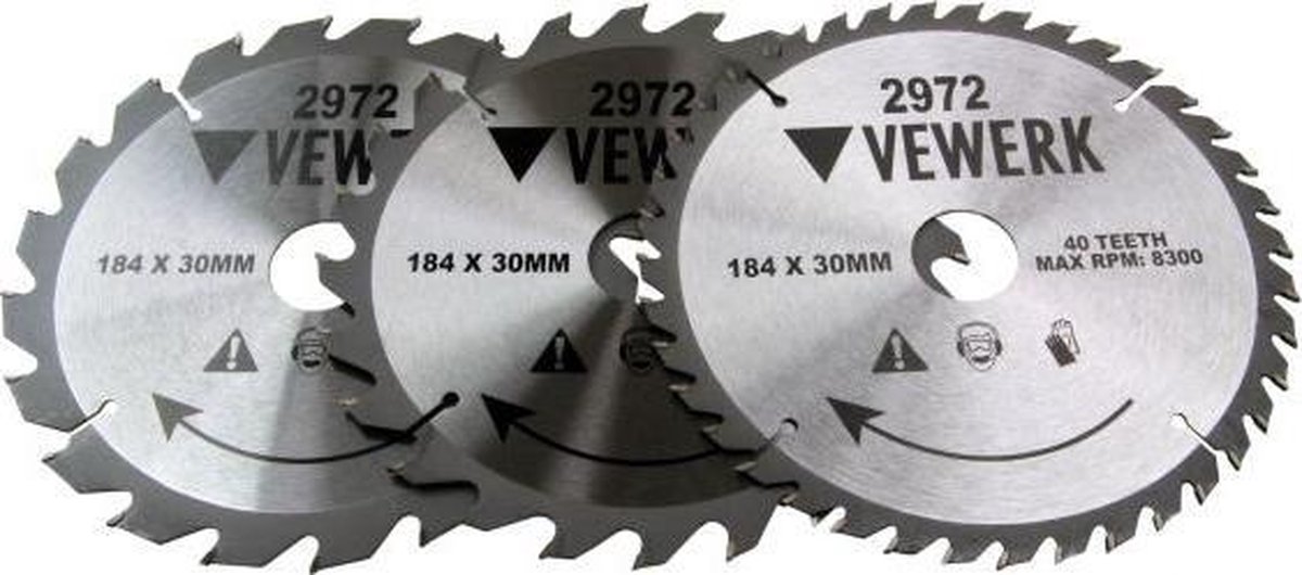 3-teiliges TCT-Sägeblatt-Set 184mm Für Holzarbeiten – Inkl. Reduzierringe & Adapter – 20/24/40 Zähne, Ideal Für Hobby & Profi