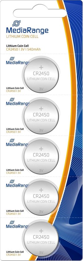 MediaRange Lithium knoopcellen, CR2450|3V, pak van 5