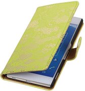 Lace Bookstyle Wallet Case Hoesje voor Sony Xperia Z3 Compact Groen