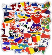 Landen Stickers set – Stickers in de vorm en vlagkleuren van verschillende landen – Educatieve stickers