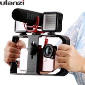 Smartphone stabilizer | Smartphone grip | Ideaal om stabiele video's te maken | Voor Android en Apple smartphones | Compatible met alle smartphone merken | Flitser en microfoon bevestiging | 