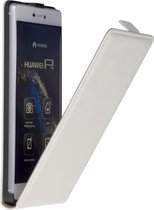 Lederen Wit Flip Case Cover Hoesje Huawei P8