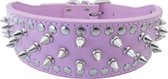 Honden halsband roze met spikes en studs 56 cm