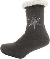 Dames anti-slip huissokken/slofsokken taupe - maat 35-42 OS (39-42)
