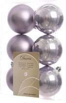 Kerstboom decoratie kerstballen mix lila 6 stuks 6 cm