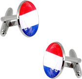 Fako Bijoux® - Manchetknopen - Nederlande Vlag - Ø 22mm - Zilverkleurig