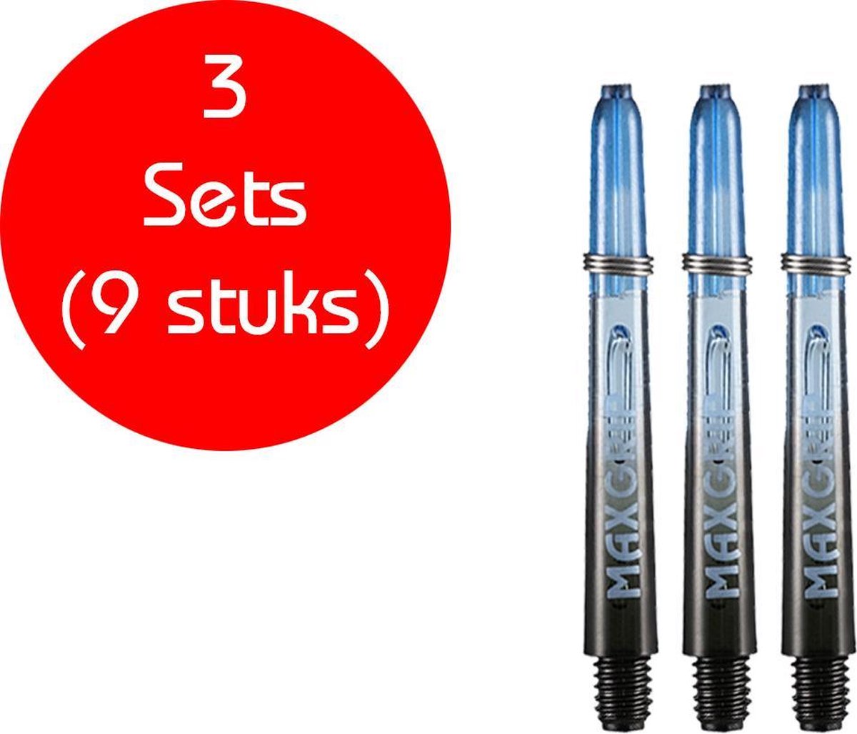 Dragon darts - Maxgrip - 3 sets (9 stuks) - dart shafts - zwart-blauw - darts shafts - inbetween
